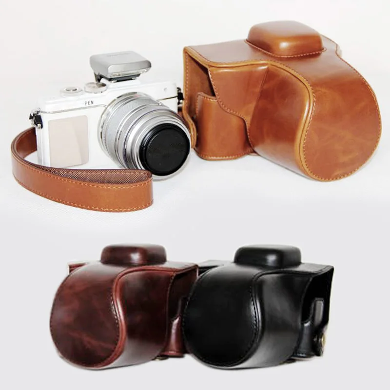 Custodia Rigida In Pelle Per Fotocamera Borsa Grip Strap Per Olympus Pen E-Pl7 Epl7 E-Pl8 Epl8 E-Pl9 Epl9