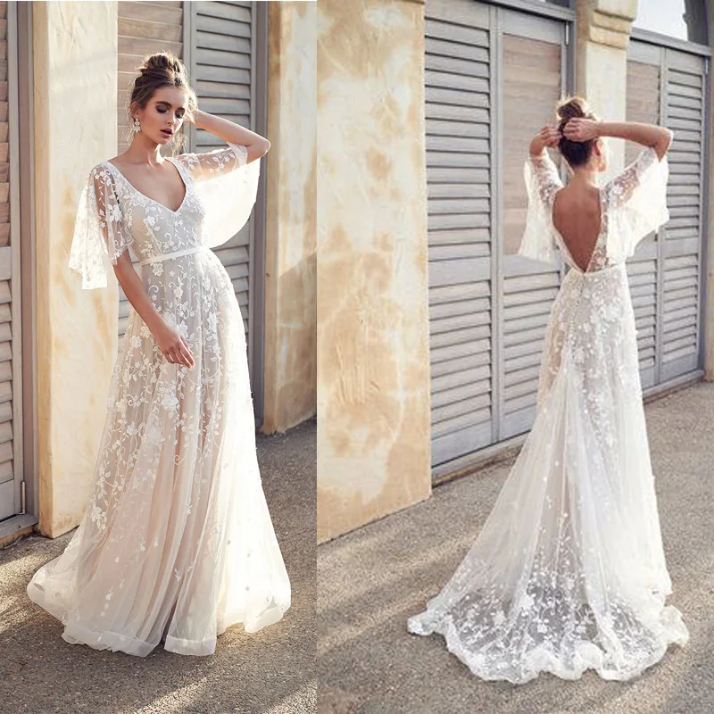 Nuovo Vestito Primaverile/Estivo Per Ebay Abito Lungo Con Scollo A V In Pizzo Sexy Aperto Sul Retro Abito Lungo Di Un Pezzo Vestidos De Festa