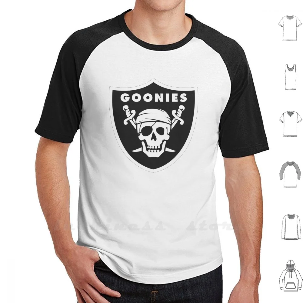 Maglietta Goonies Custom Design Print Raiders Football Goonies Never Say Die Bradipo Pirate Skull