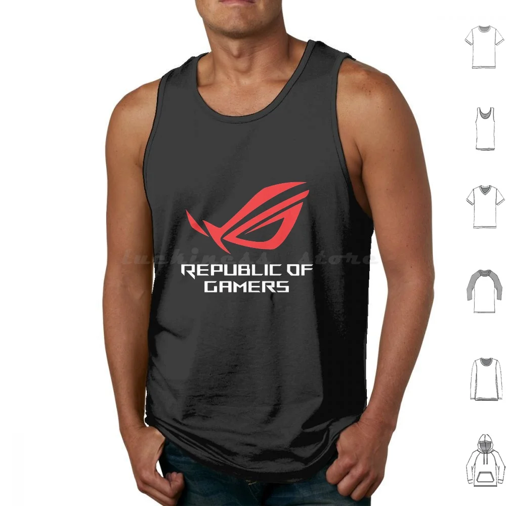 Asus Rog-Republic Of Gamers Canotte Gilet Senza Maniche Asus Rog Republic Of Gamers Rog Asus Gaming Geek Videogiochi