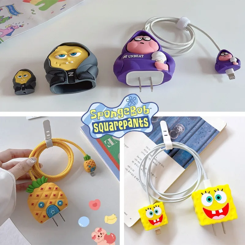 Spongebob Patrick Star Charger Case Per Apple 18/20W Anime Charger Head Custodie Protettive Girl Data Charging Head Bite Soft Shell