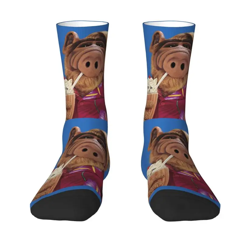 Funny Alf Meme Uomo Donna Crew Socks Unisex Kawaii 3D Stampato Alien Life Form Sci Fi Tv Show Dress Socks