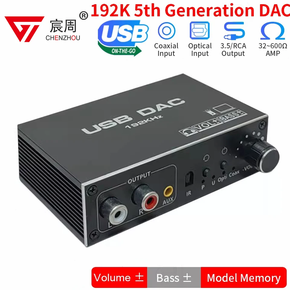 192Khz Hifi Audio-Decoder Dac Telecomando Tv Ottico Coassiale Usb Otg Amplificatore Per Cuffie Adattatore Convertitore Da Digitale Ad Analogico Usb Da