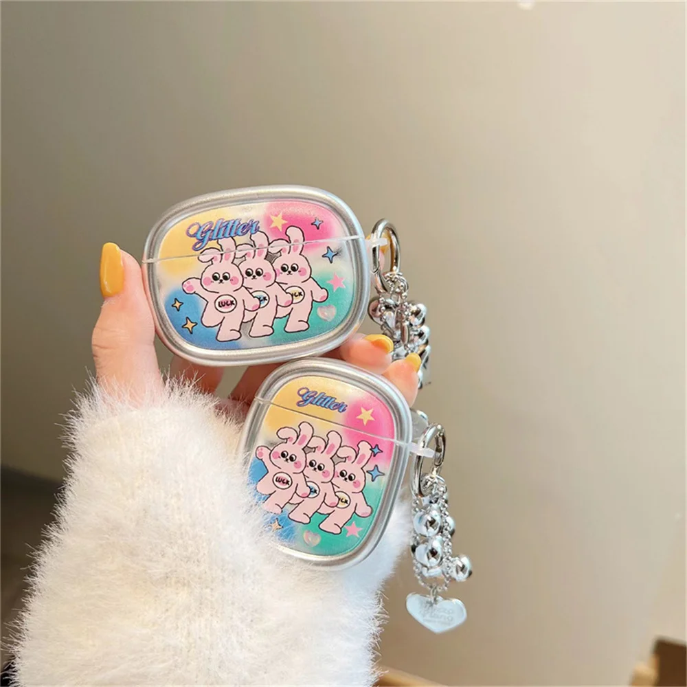 Cartoon Little Rabbit Case Per Airpods 1 2 3 Pro Airpods Pro Wireless Bluetooth Charging Box Cute Halo Cover Colorata Con Ciondolo