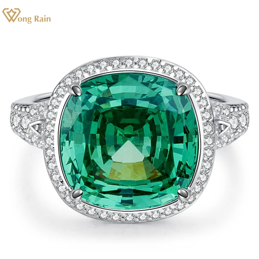 Wong Rain 925 Sterling Silver Sugar-Pagnotta Cut 10Ct Paraiba Tormalina Zaffiro Diamanti Ad Alto Tenore Di Carbonio Gioielli Con Pietre Preziose Anell