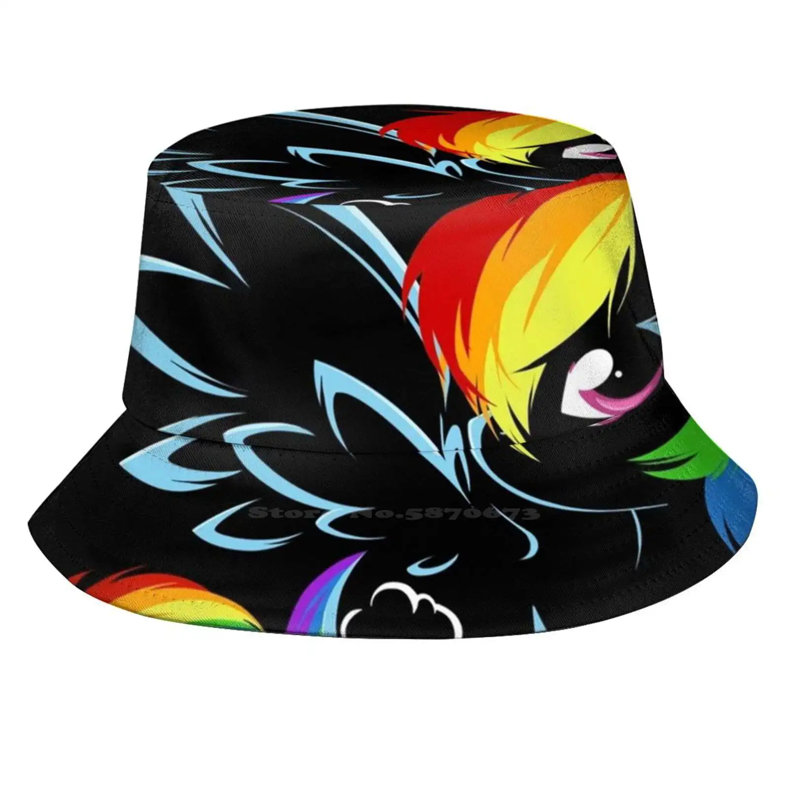Rainbow Dash Black Unisex Summer Cap Cappello Per La Protezione Solare Rainbow Dash My Little Animation Anime Unicorn Arcoiris Horse Animal Pet