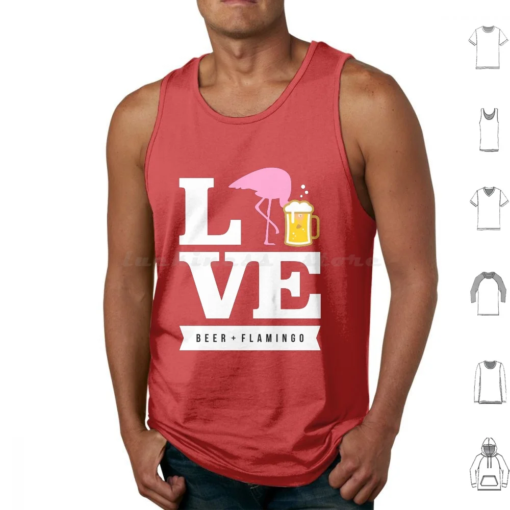 Love Beer And Flamingo Forever Canotte Stampa Cotton Beer Flamingo Pink Drink Beverage Love Beer Bevute Pool