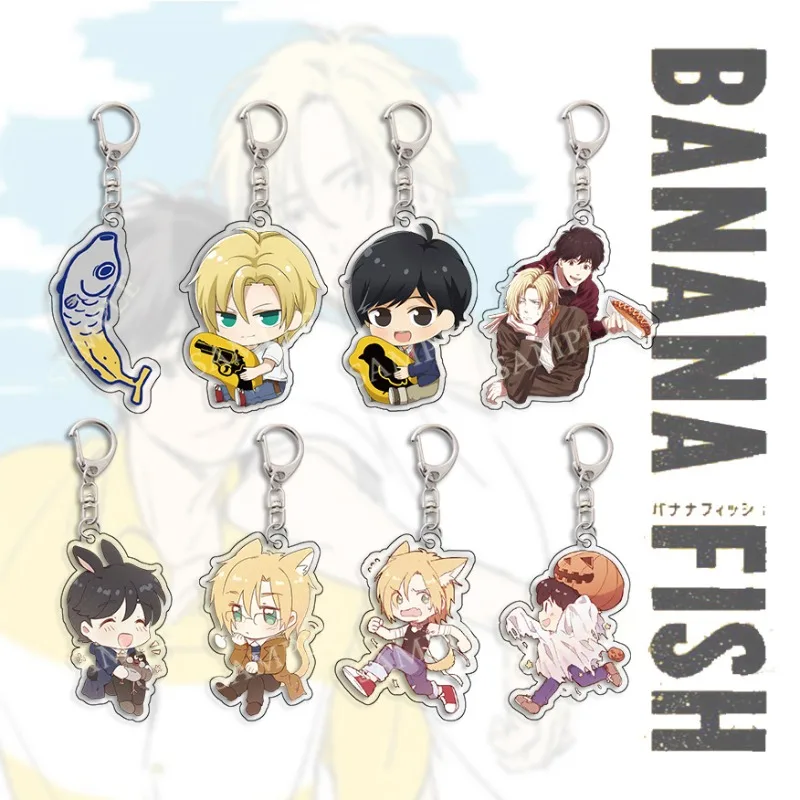Banana Fish Anime Portachiavi Ash Lynx Eiji Okumura Portachiavi In Acrilico Cartoon Llaveros Collection Q Version Bag Accessori Pendenti