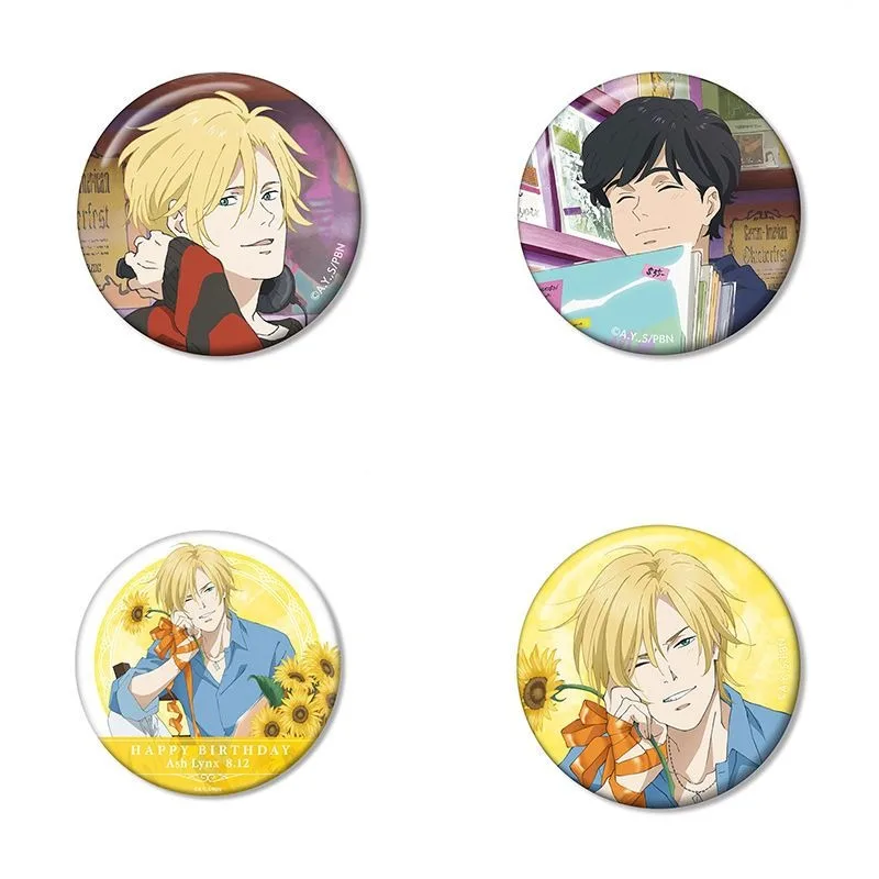 Ash Lynx Eiji Okumura Anime Badge Banana Fish Spilla Rotonda Cartoon Pins Kawaii Bag Pendent Decor Accessori Display Friend Gift