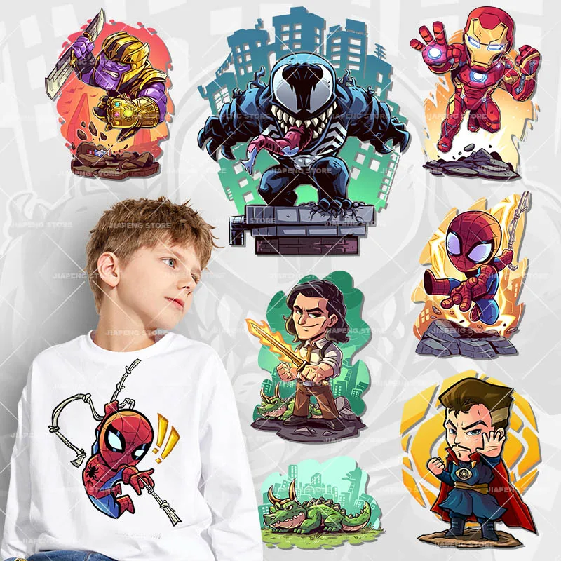 Disney Iron Man Venom Superhero Doctor Strange Cartoon Heat Transfer Patch Per Abbigliamento Iron On Patch On Kids T-Shirt Lavabile