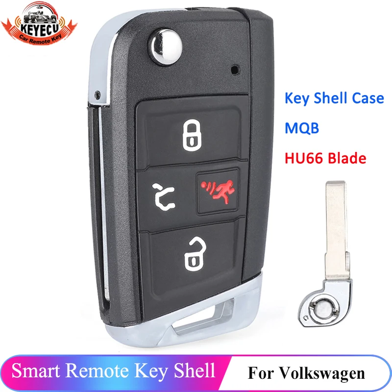 Keyecu Flip Remote Car Key Shell Case Cover 4 Pulsante Per Volkswagen Tiguan Atlas Jetta Golf Gti Mmqb 5G6 959 752 Ac