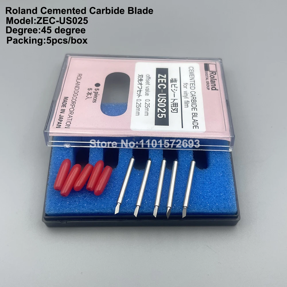 5 Pz Roland Lama Coltello 45 Gradi Zec-Us025 Lame In Carburo Cementato Importate Per Roland Sp540 Rs640 Gx500 Plotter Da Taglio 0.25Mm