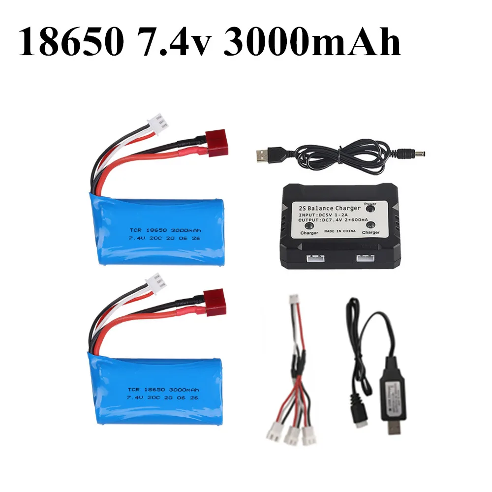 Batteria Di Lipo Di 7.4V 3000Mah 18650 Per Gli Accessori Dei Pezzi Di Ricambio Dell'Automobile Di Q46 Wltoys 10428 /12428/12423 Rc Per Wltoys 144001 A