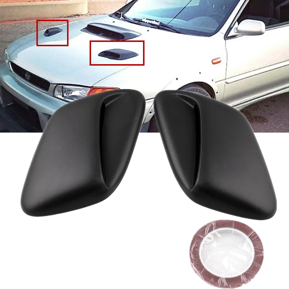 2Pcs Black Car Hood Scoop Air Flow Vent Copertura Per 99-01 Subaru Impreza Gc8 Sti Wrx 2.5Rs