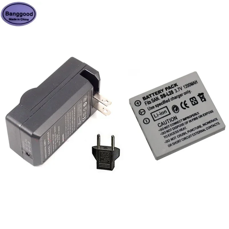 3.7V 1200Mah Db-L20 Dbl20 Db-L20Au Db-L20A Batteria Per Fotocamera + Caricabatterie Ca Per Sanyo Xacti Dmx-Cg6-P Dmx C5W C6K C6S C6R Ca6 Ca65