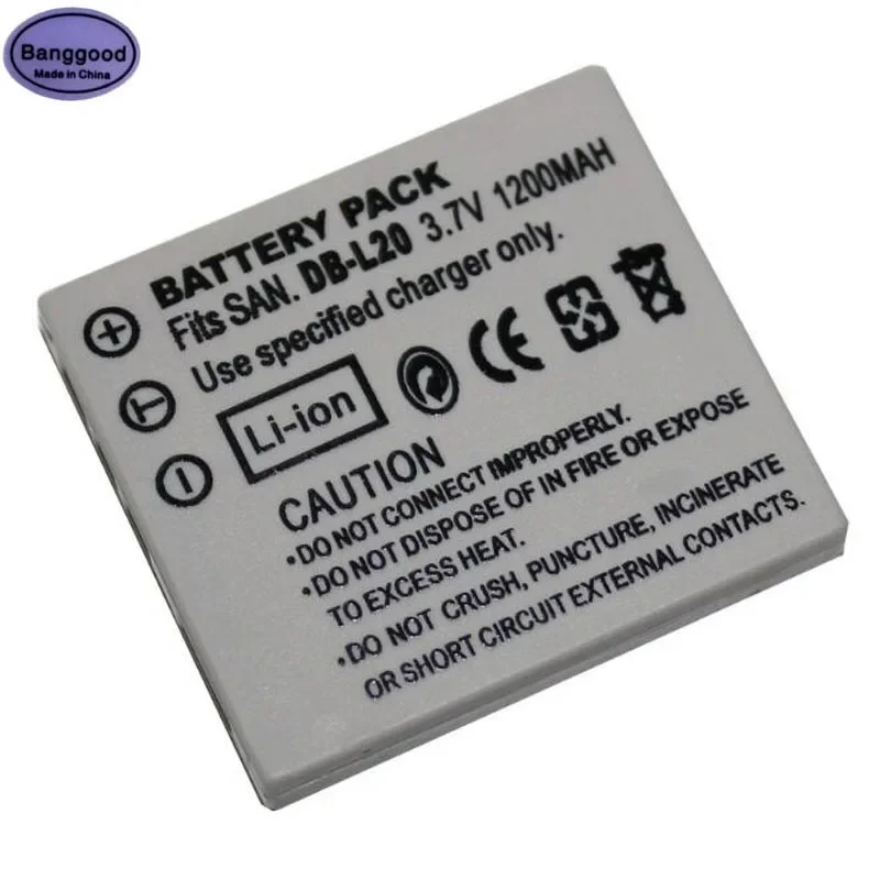 3.7V 1200Mah Db-L20 Dbl20 Db L20 Db-L20Au Db-L20A Batteria Per Fotocamera Digitale Per Sanyo Xacti Dmx C5W C6K C6S C6R Ca6 Ca65 Cg65