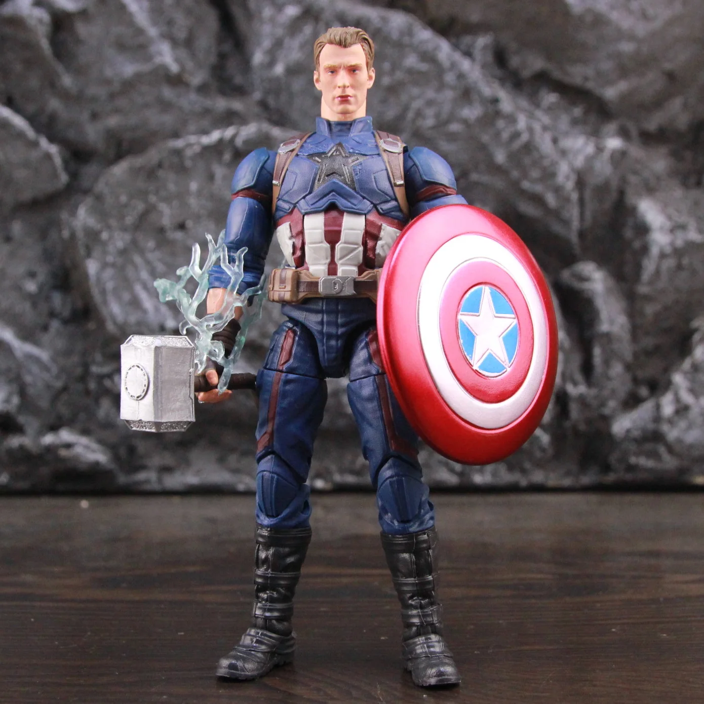 Avengers Endgame Captain America Stephen Rogers 6 "Action Figure Con Mjolnir Round Shield Custom Marvel Legends Doll Toys Model