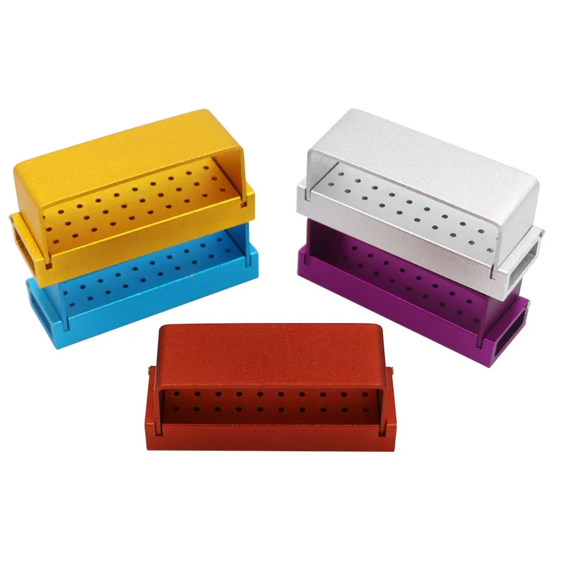30 Holes Stainless Steel Dental Disinfection Bur Block Holder Burs Drill Storage Box Autoclavable Dentist Tool Holder Box