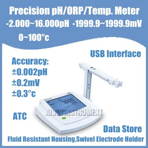 Trasporto Libero Da Banco Di Precisione Ph Orp Temperatura Tester Del Tester Precisione: 0.002Ph; 0.2Mv; Con Elettrodo Orp Interfaccia Usb
