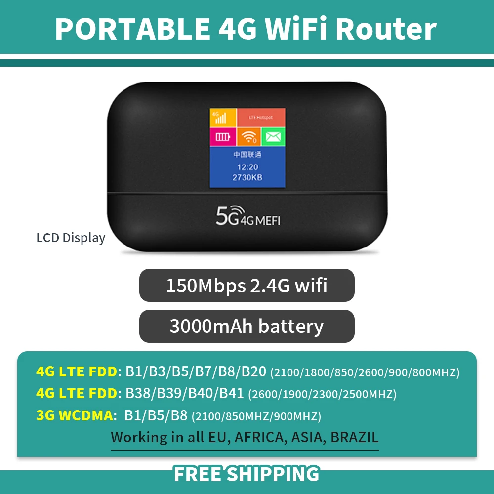 Optfocus Display Lcd 4G 3G Per Eu Asia Brasile Wi Fi Spot Portatile Con Batteria Wifi Hotpot 4G Sim Card Mini Router