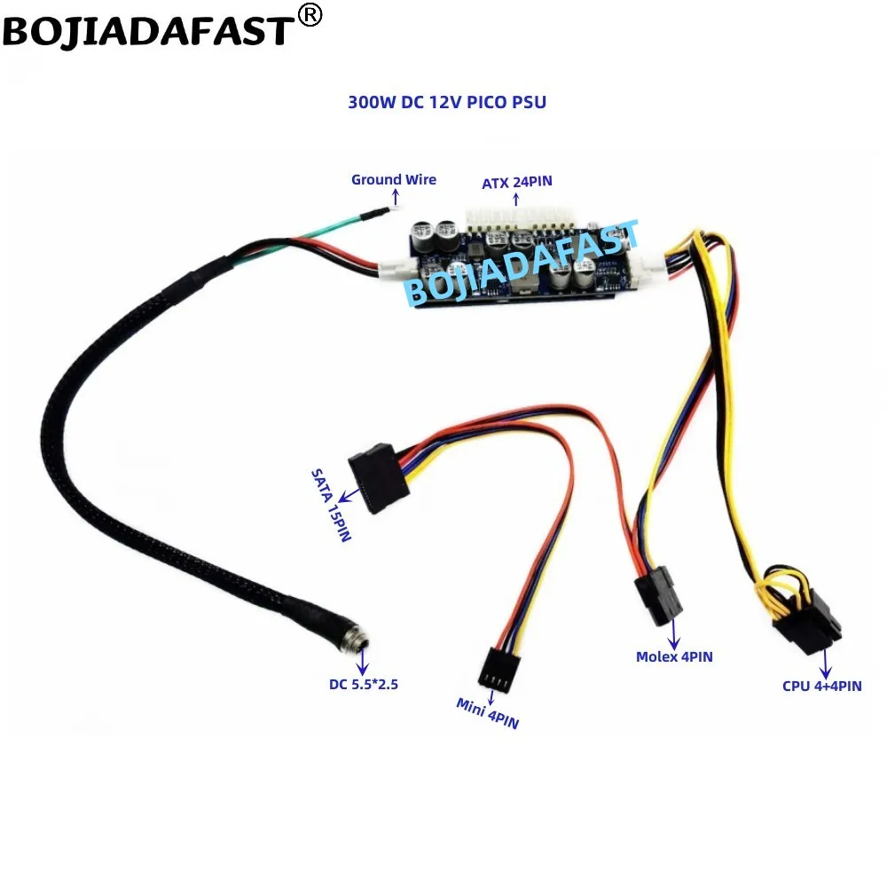 Uscita 300W Alimentatore Pico Psu 24Pin Atx Con Ingresso 12V Connettore Cc 5.5*2.5Mm Per Custodia Per Computer Mini Pc