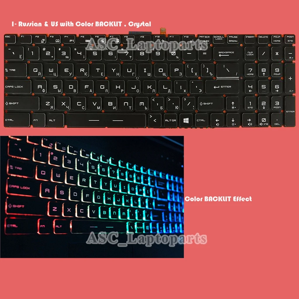 Nuova Tastiera Russa E Americana Per Msi Gs70 2Qc Stealth Gs70 2Qd Stealth Gs70 2Pc Stealth Gs70 2Pe Stealth Colorful Backlit Crystal
