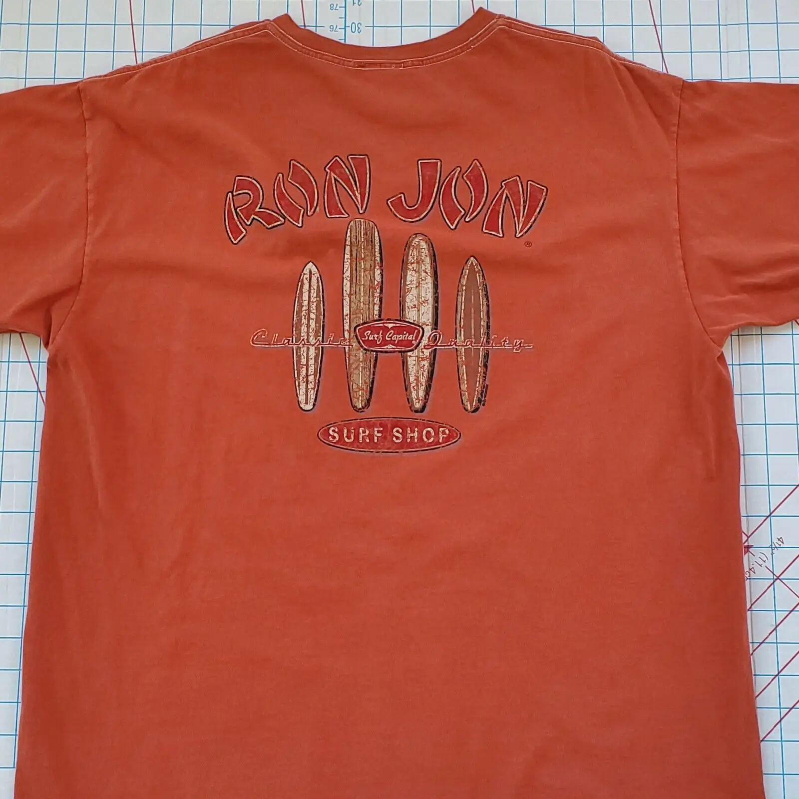 Ron Jon Surf Shop 1999 T-Shirt Da Uomo Xlarge? Tavole Da Surf In Cotone Arancione Scuro Anni '90