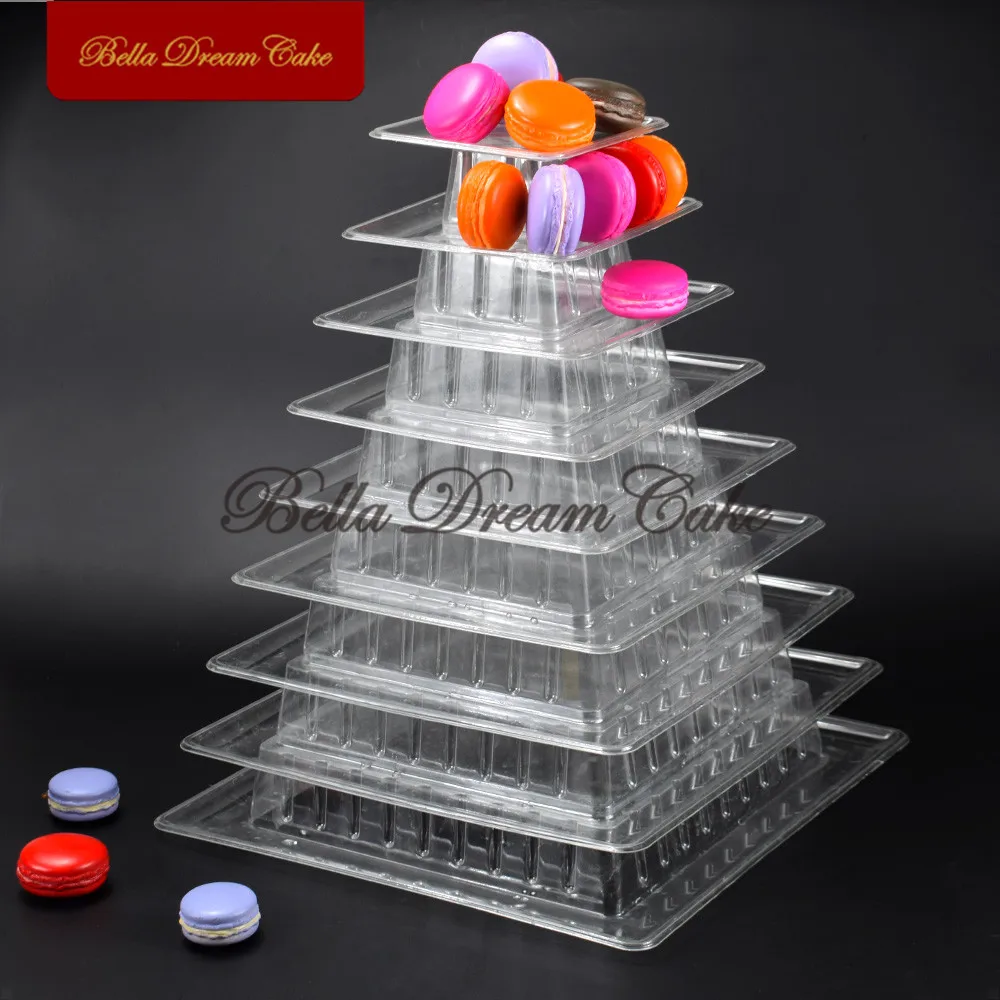 5/9 Livelli Square Macaron Espositore Cupcake Tower Rack Cake Stand Vassoio Per Animali Domestici Per Matrimonio Compleanno Cake Decorating Tool Bakew