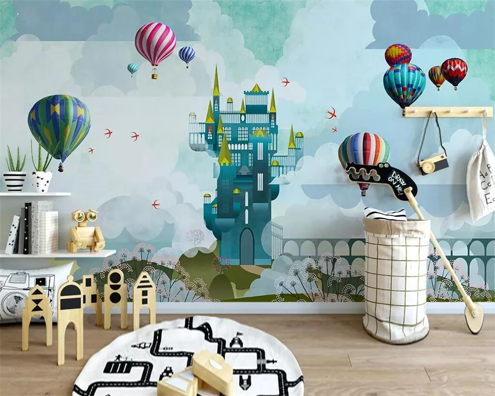 Beibehang Carta Da Parati Personalizzata Nordic Dipinto A Mano Aereo Loft Palloncino Cielo Camera Dei Bambini Tv Divano Sfondo Pareti Carta Da Parati 