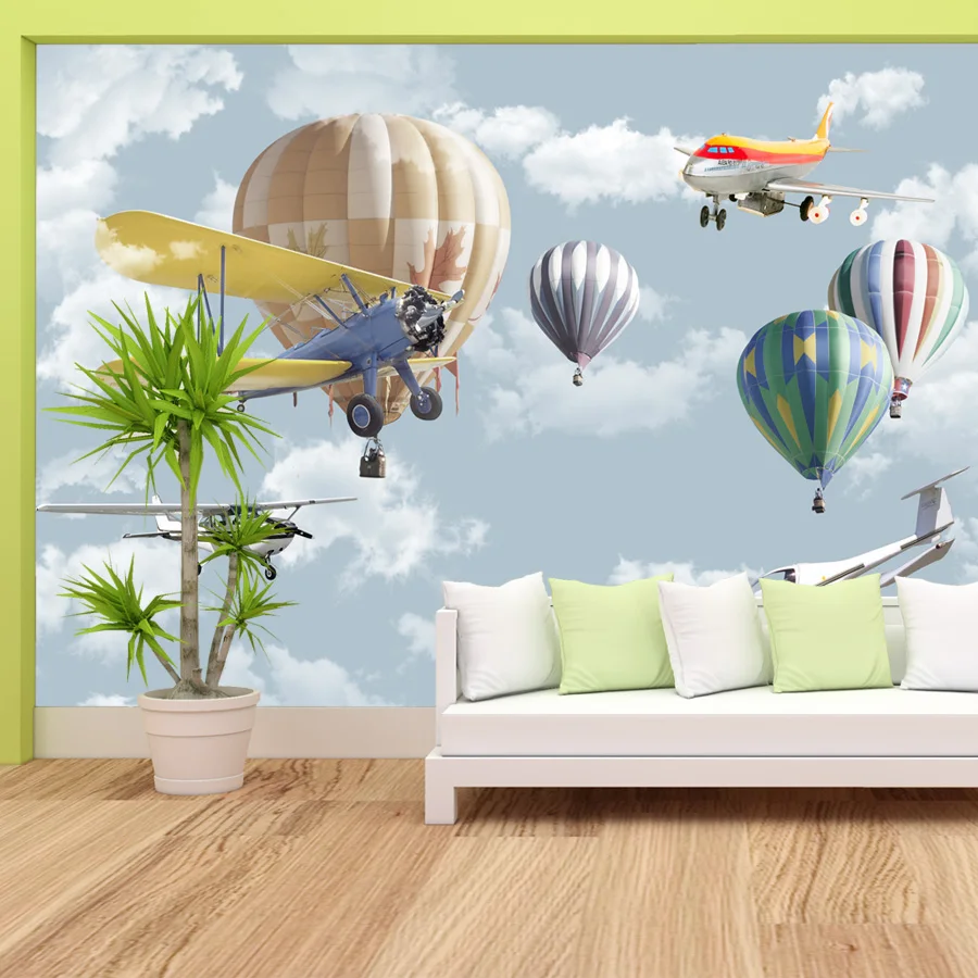 Peel And Stick Accetta Carte Da Parati Tv Personalizzate Moderne Home Decor Design Sfondi Per Soggiorno Camera Da Letto Palloncino Sky Murale Roll Pri