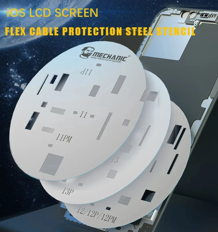 Mechanic 3Pcs Ufo Steel Stencil Lcd Screen Protection For Iphone 11 12 12Mini 12Pro Max 13 Mini 13 Pro Max Screen Pop-Up Repair