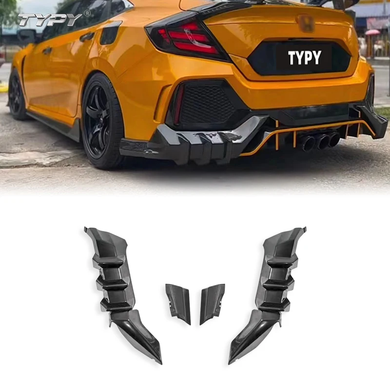 Mugen Style Body Kit Modificato Diffusore Posteriore Alette Spoiler Splitter Paraurti Posteriore Lip Per Civic Sedan Honda Civic Type-R 2016-2021