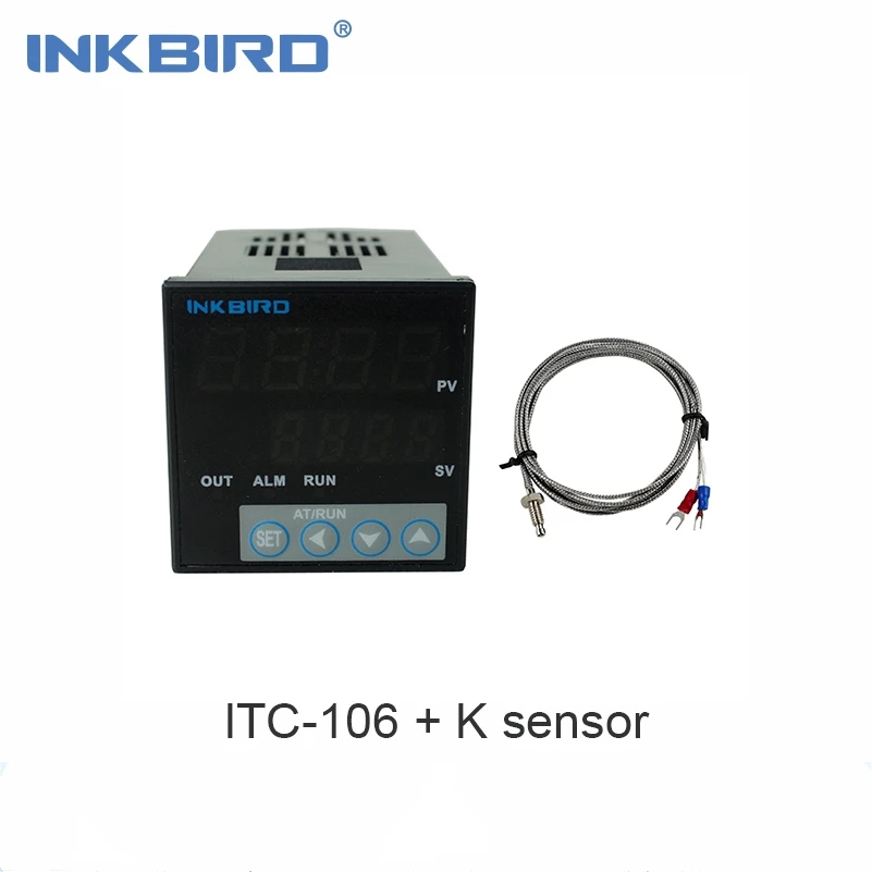 Inkbird Pid Termostato Itc-106Vh + K Sensore Regolatore Di Temperatura Digitale, Display C/F, Display Con Sensore K