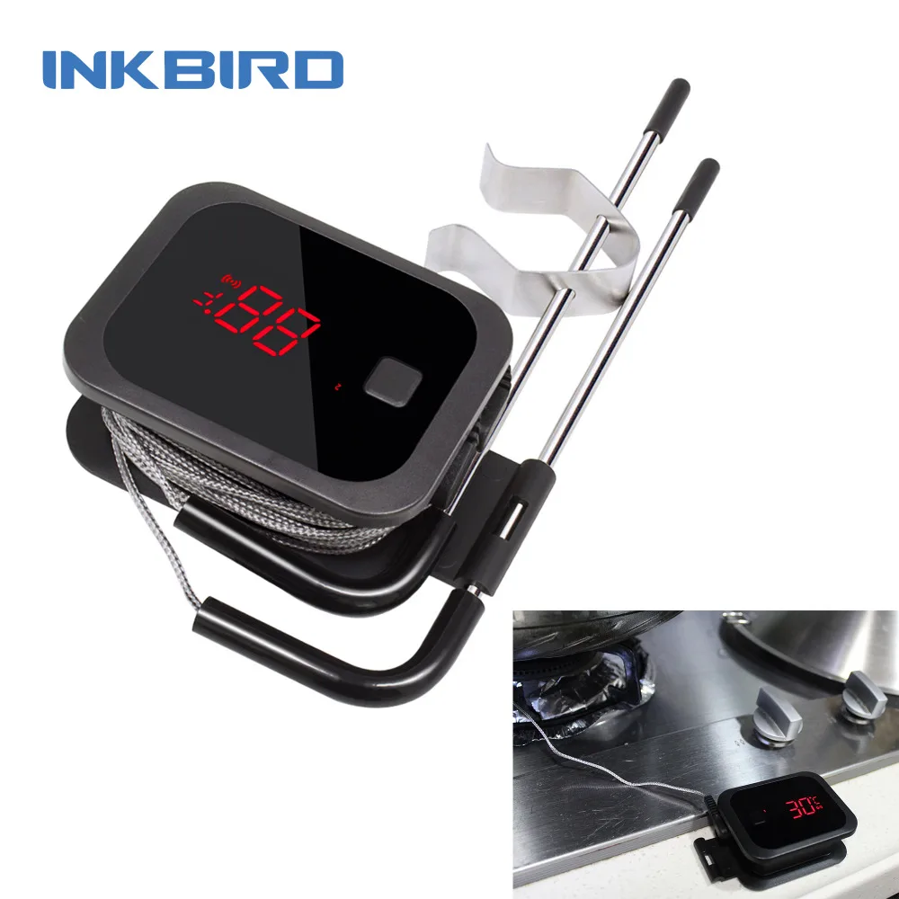 Inkbird Termometro Food Cooking Bluetooth Wireless Bbq Termometro Ibt-2X Con Doppie Sonde E Timer Per Forno Meat Grill Bbq