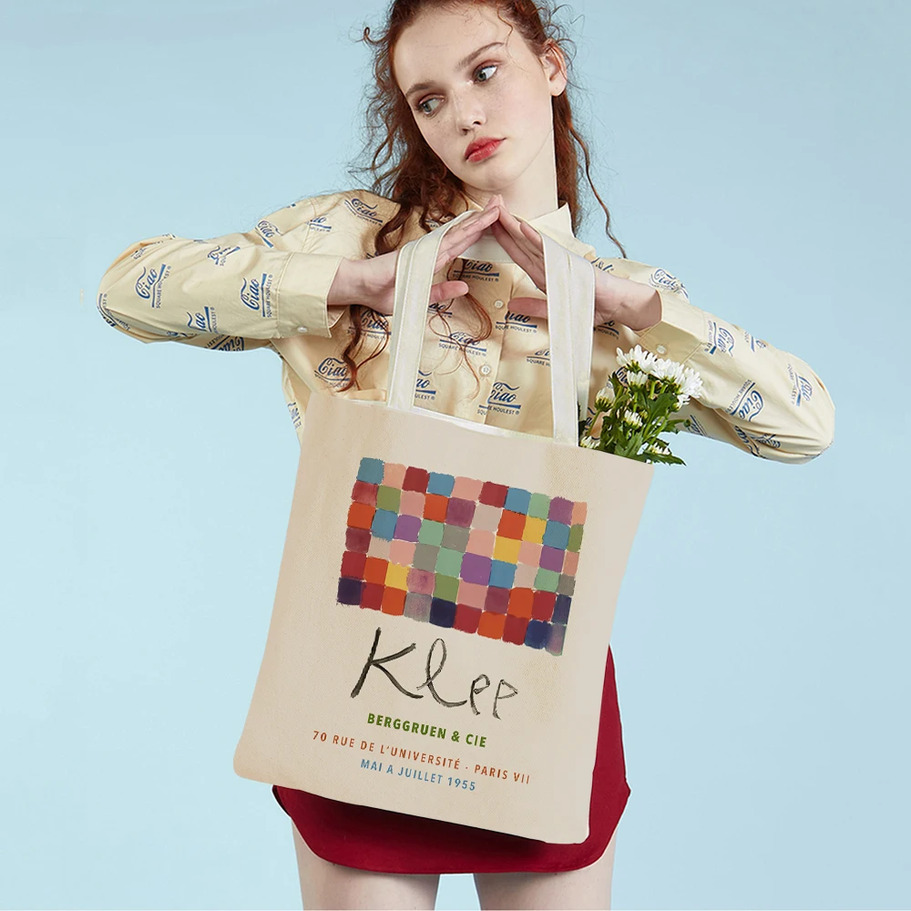 Supermercato Shopper Bag Lady Tote Handbag Vintage Abstract Colorful Flower Market Casual Canvas Women Shopping Bags