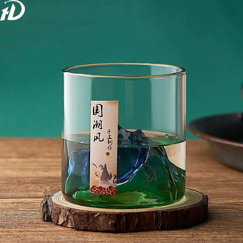 Bicchiere Da Whisky Giapponese 3D Mountain Water Glacier Mug Vodka Wine Cup Fuji Artwork Bottiglia Regalo Bicchieri In Vetro Caldo