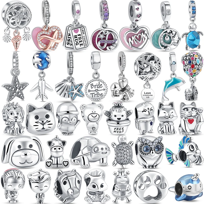 2023 Fit Originale Pandora Charms Bracciale Gioielli 925 Sterling Silver Infinite Mom Starfish Delfino Tartaruga Ciondolo Perline Animali