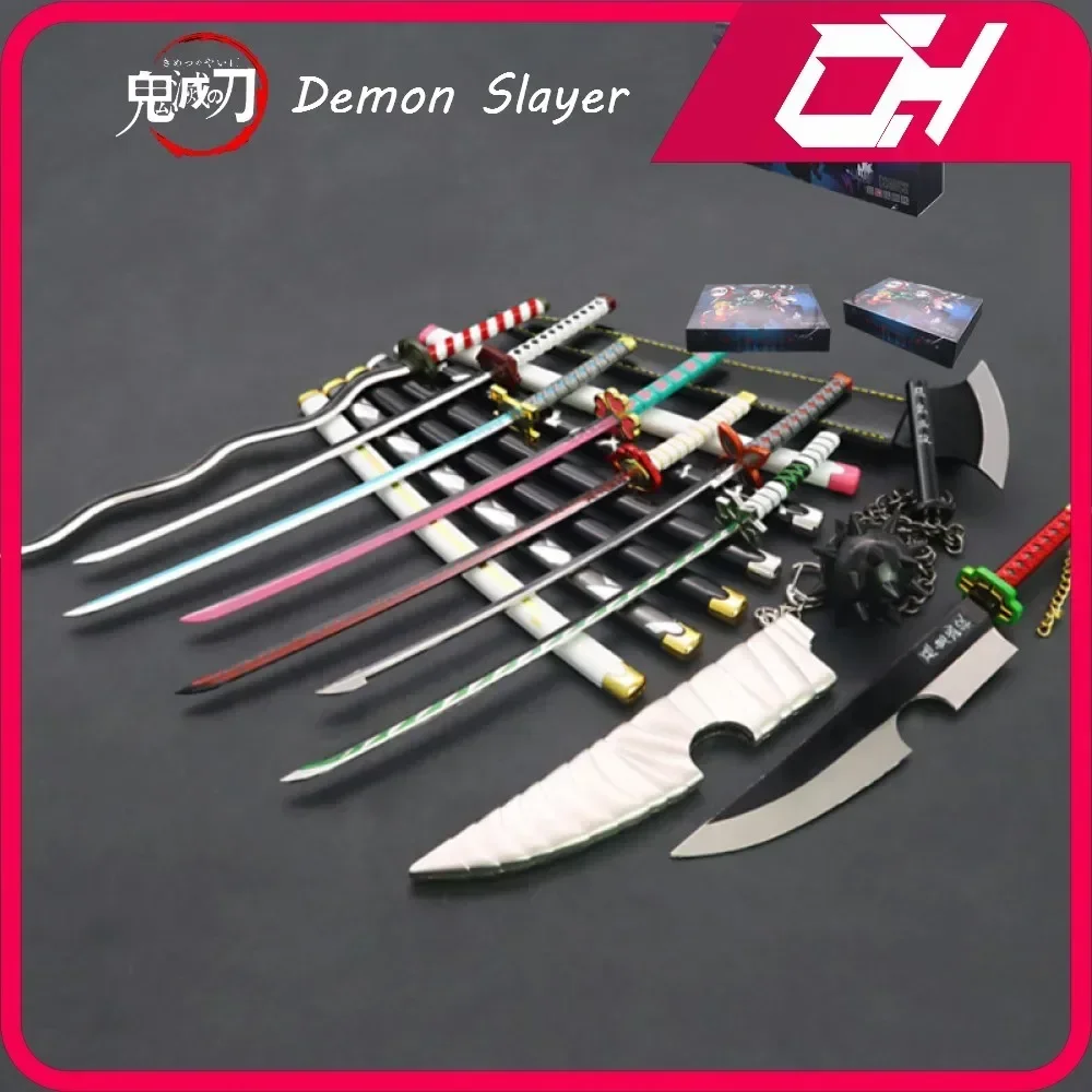 Demon Slayer Sword 9Pcs Katana Sword Nichirin Blade Collection Samurai Royal Japanese Anime Arma Modello Portachiavi Regali Giocattoli Ragazzo
