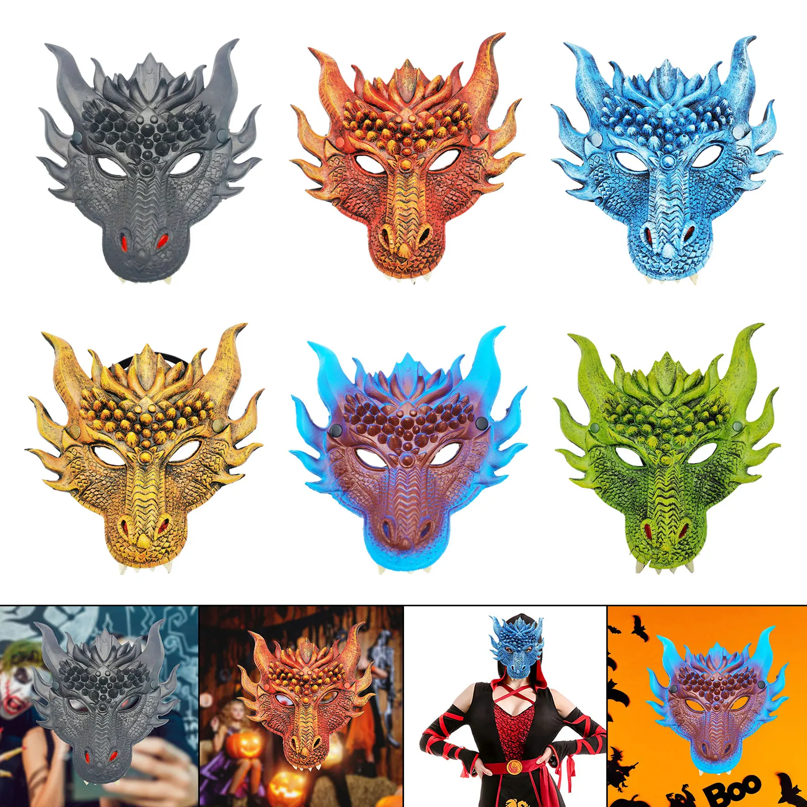 Dragon Dinosaur Mask Unisex Spaventoso 3D Cosplay Mask Dinosaurio Animal Mask Face Mask For Cospays Costume Fit Party Halloween