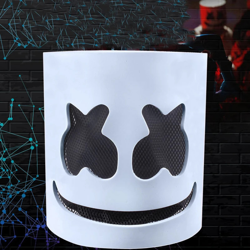 Hot Halloween Luminoso Copricapo Led Light Up Cosplay Dj Marshmello Copricapo Incandescente Neon Night Club Musica Rave Puntelli