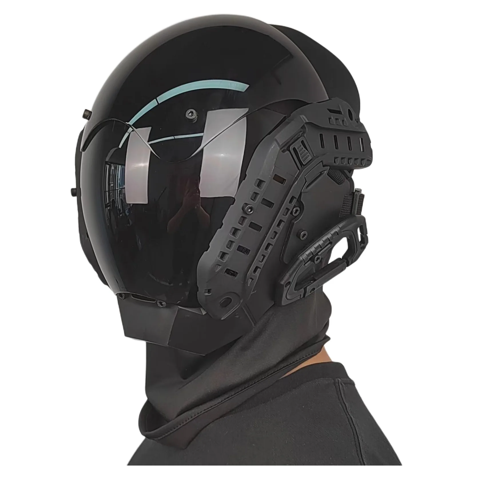 Maschera Cyberpunk Nera Personalizzata Cosplay Meccanico Sci-Fi Gear Casco Cyberpunk Gioco Di Ruolo Halloween Party Music Festival