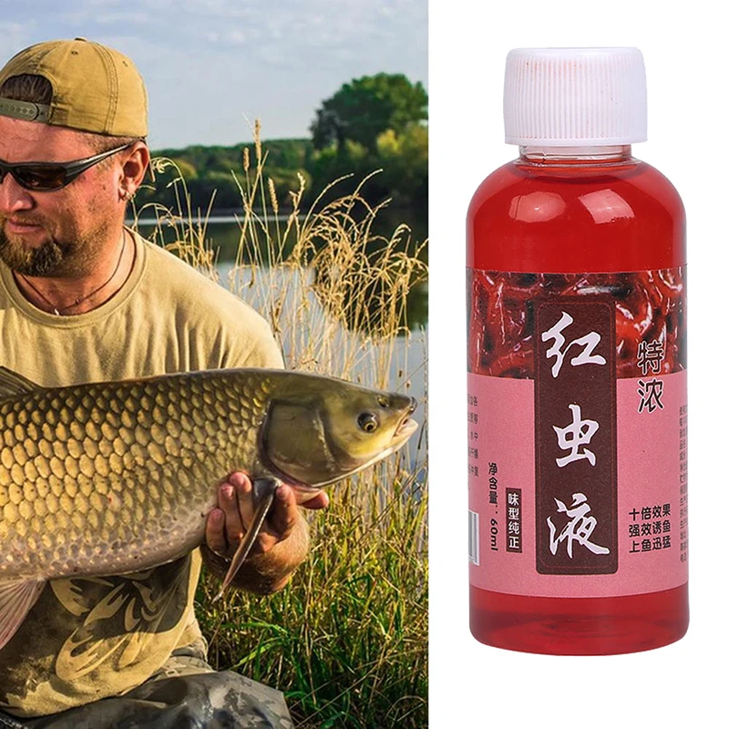 60Ml Fish Bait Additivo Concentrato Red Worm Liquid High Concentration Fish Bait Attractant Tackle Food For Trout Cod Carp Bass