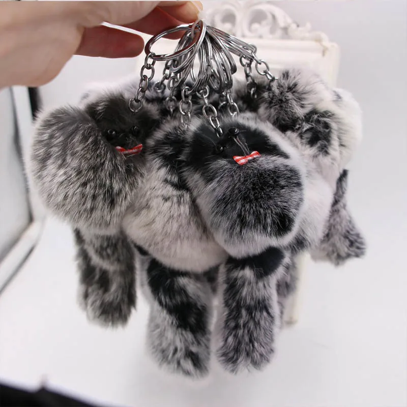 1 Pz Fluffy Plush Fox Doll Portachiavi Cute Cartoon Mouse Fox Tail Ciondolo Portachiavi Donna Portachiavi Auto Borsetta Arazzi