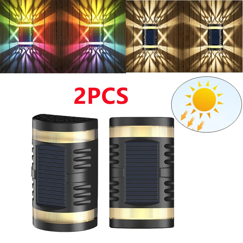 2Pcs Led Solar Wall Lamp For Balcony Garden Decor Outdoor Garden Furniture Waterproof Sunlight Garden Solar Powered Fence Lights