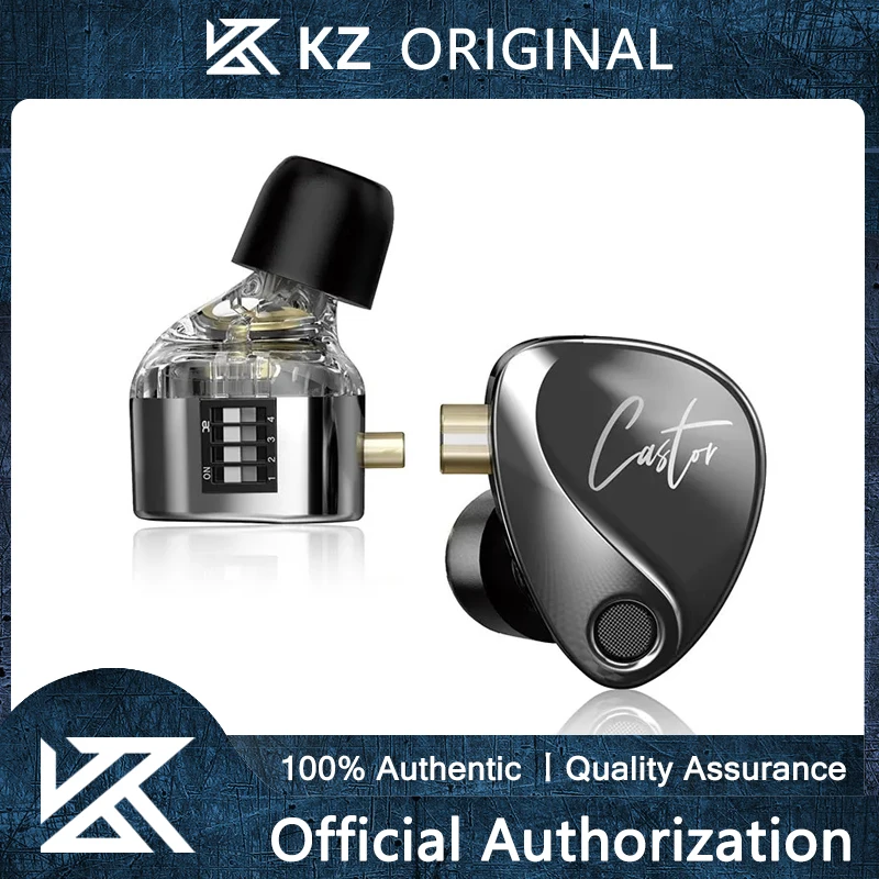 Kz Castor In Ear Hifi Auricolare 2 Dynamic High-End Tunable Balanced Armature Auricolari Monitor Cuffie Auricolari Con Cancellazione