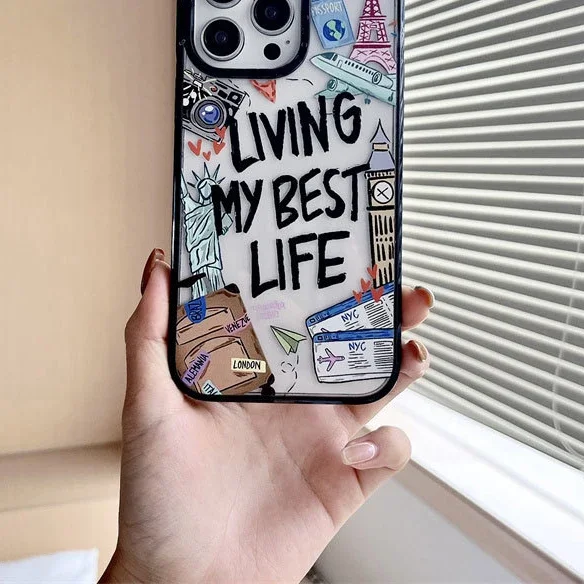 Living My Best Life Travel Tag Custodia Per Telefono Con Cornice In Acrilico Per Iphone 11 12 13 14 15 Pro Max Custodia Per Iphone 15 Pro Max