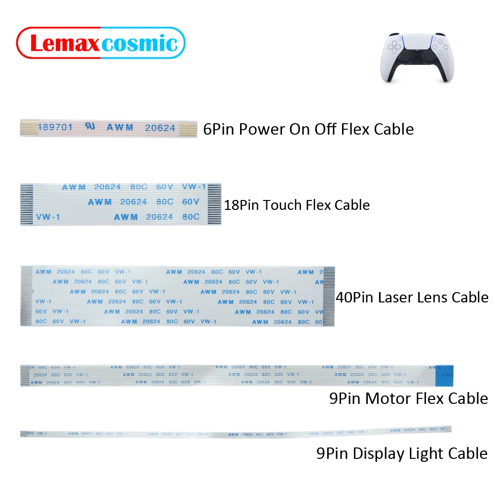 6Pin Power On/Off 18Pin Touch 40Pin Laser Lens 9Pin Motor 9Pin Display Light Flex Ribbon Cable Per Sony Playstation 5 Ps5