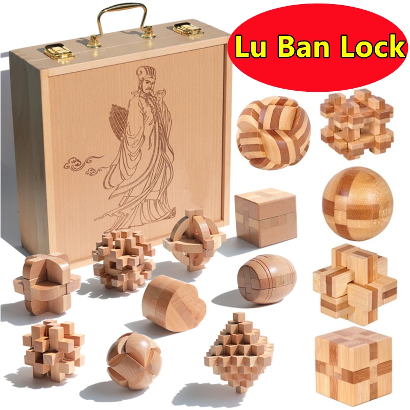 Nuovo Legno Kong Ming Lock Lu Ban Lock Iq Rompicapo Giocattolo Educativo Bambini Montessori 3D Puzzle Gioco Sblocca Giocattoli Bambino Adulto