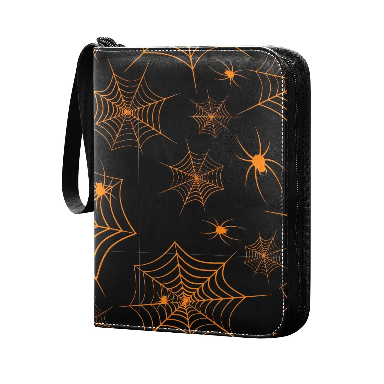 Raccoglitore Per Carte A 4 Tasche Orange Spider Web, Album Tascabile A Doppia Faccia 400 Per Carte Da Gioco Sportive, Archiviazione Unica Per La Racco
