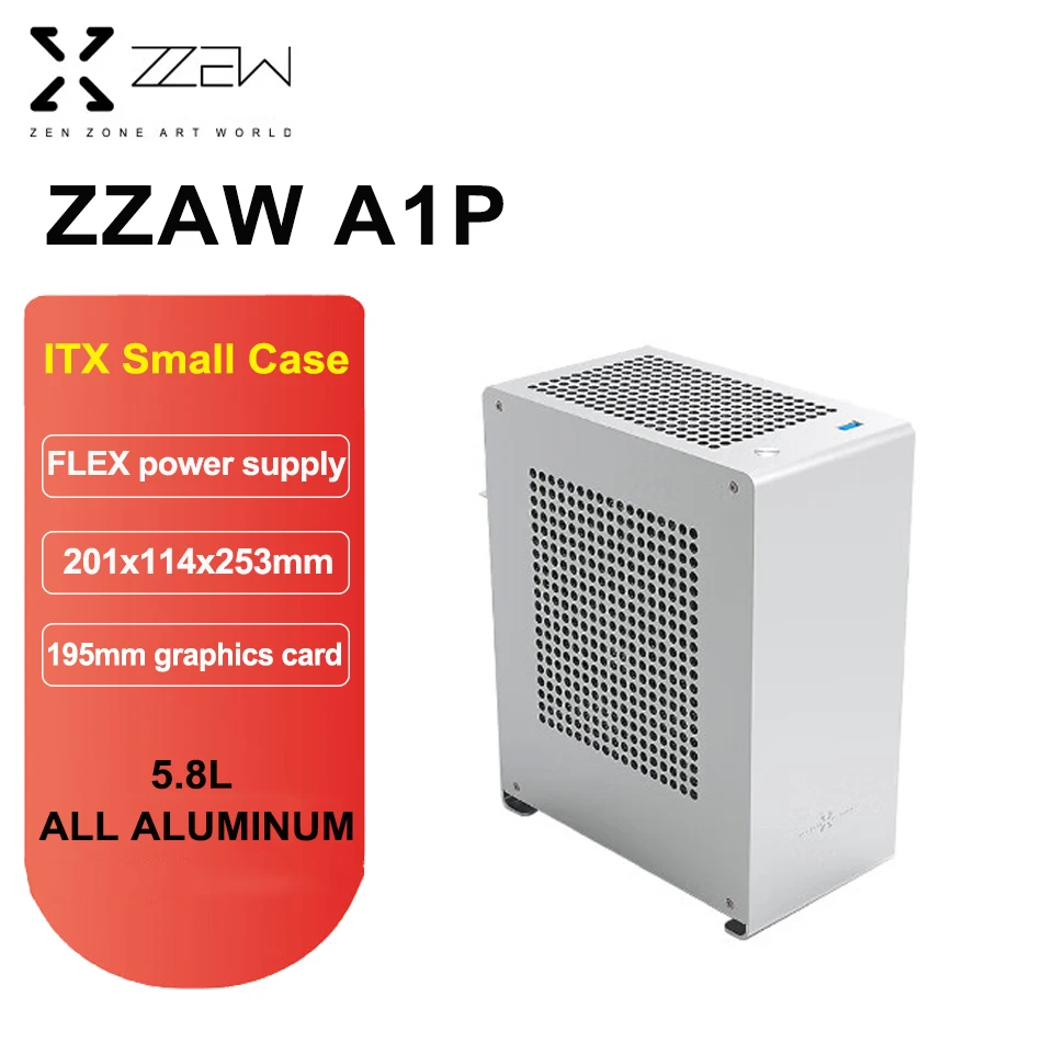 Zzaw A1P All Aluminium Mini Itx Case Flex Small 1U Power Supply Office Desktop Computer Chassis